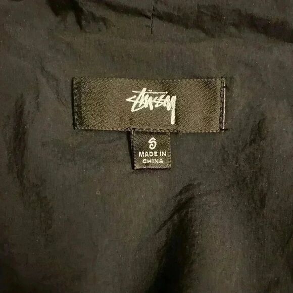 STUSSY Y2K 90s Vtg Retro Woman’s Roomy Black Long-Sleeve Hood Dress Jacket Sz S - Picture 11 of 11
